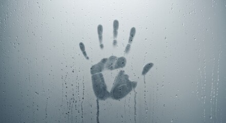 Ephemeral touch, Handprint dissolving on steamed mirror surface