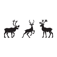 Deer animal family silhouettes fawn