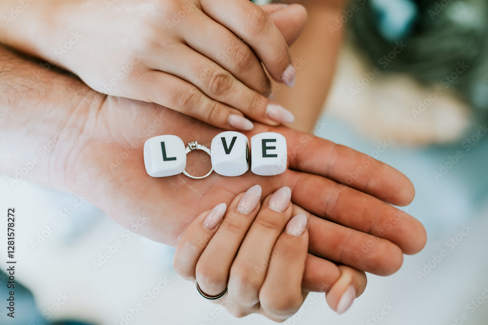 Wall mural Love in Their Hands – A Symbol of Commitment