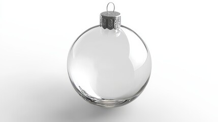 Decorative Clear Glass Ornament Hanging Against a Simple White Background for Holiday Festivities