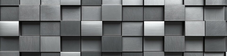 Abstract Gray Metal Square Tiles Background