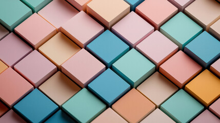 Pastel cube pattern with soft shadows and layered geometry