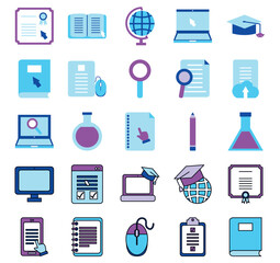 Set of education vector icons with white background