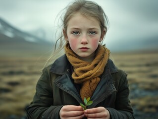 Hope amidst climate change: A young girl's plea for nature's revival in a barren landscape