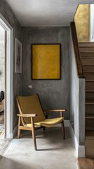 Mustard Yellow Chair in a Modern Hallway