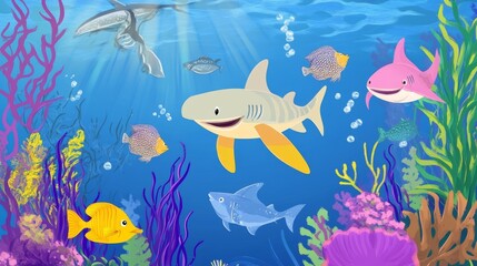 Naklejka premium Sunlight Streaming Through Crystal Clear Water Creates a Serene Underwater Atmosphere With Shimmering Reflections