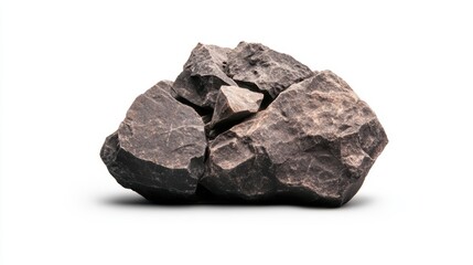 Obraz premium Detailed closeup of an isolated rock on white, a study in texture, form, and geological composition