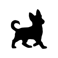Puppy german shepherd silhouette vector flat illustration design on white background.