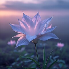 Fototapeta premium The Queen of the Night flower blooms in early morning light, displaying delicate petals and a soft texture against a serene background, captured in stunning 8k high-definition resolution with vibrant 