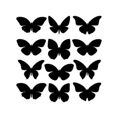 Group of butterfly silhouette vector flat illustration design on white background.