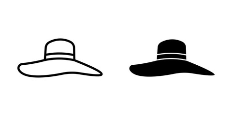 women's hat Icon set. Symbol isolated white background. vector illustration. color editable.