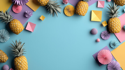 Playful pineapple pattern with geometric shapes and colors