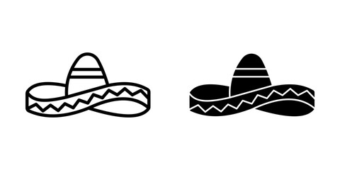 mexican hat Icon set. Symbol isolated white background. vector illustration. color editable.