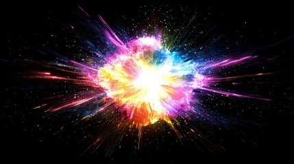 Cosmic Explosion: A vibrant burst of color and light in the vast expanse of space.