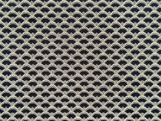 Black and gold fabric with Japanese fish scales or Chinese fish skin wave and curve pattern. Asian curved fan and fish scales pattern, in deep red and gold color. Seamless background texture © TMR Studio