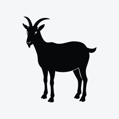 Obraz premium A cute goat silhouette on white background.