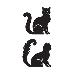 Set of cat silhouette - vector illustration