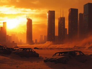 Exploring the desolate remnants of civilization amidst a sun-scorched landscape of decay and vulnerability