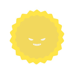 ニヤリと笑っている黄色いギザギザした形の花粉などのアレルギー物質、ばい菌などのイメージ素材