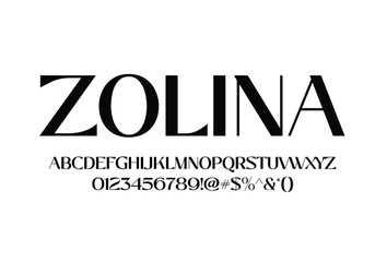 Zolina font for logo and headline. Isolated Vector typeset	
