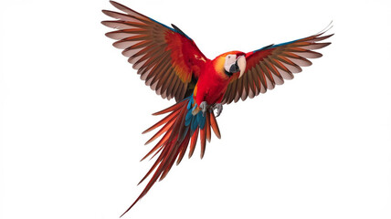 Fototapeta premium Scarlet Macaw in Flight Wings Spread Exotic Bird Vibrant Feathers Tropical Bird Wildl