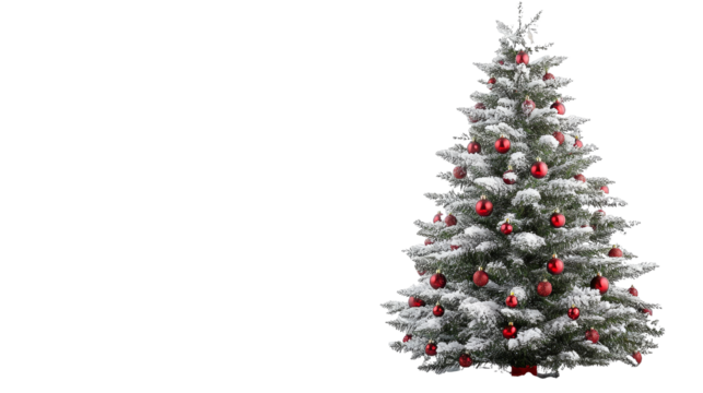 [Transparent Background PNG]Snowy Christmas Tree Isolated on White Background