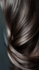 Naklejka premium Elegant swirls of shiny brunette hair creating a stunning visual texture in soft lighting