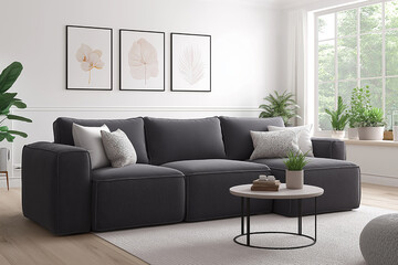 Modern Sectional Sofa in Minimalist Living Room Interior