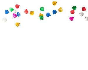 Colorful confetti scattered on transparency background, creating festive atmosphere