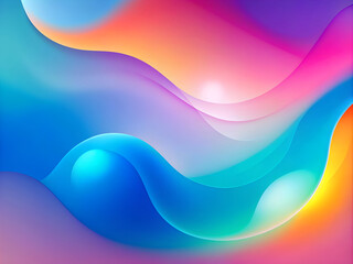 Obraz premium Abstract colorful background with bubbles, waves, and flowing shapes in blue and pink tones, featuring a dynamic, futuristic design