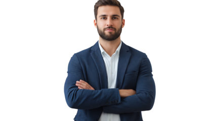 Startup founder in a casual blazer, stylish yet relaxed, confident expression, isolated PNG