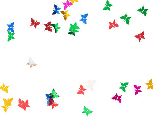 Colorful butterflies in various shades flying against transparency background, creating vibrant and cheerful atmosphere