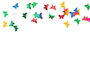 Fototapeta premium Colorful butterflies in various shades fluttering against transparency background, creating vibrant and lively atmosphere