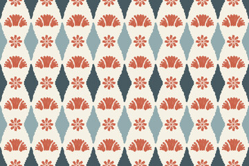 Vintage-inspired seamless Geometric Pattern Background, Ikat seamless pattern, motif ethnic handmade, Ikat ethnic tribal, boho colors seamless wallpaper. Ethnic Ikat abstract.