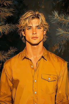 Youthful male character for a book with a casual shirt and confident expression