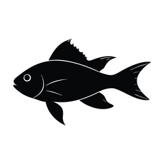 Lyretail Anthias Silhouette Vector Art Illustration and Black Color Design of Lyretail Anthias Fish