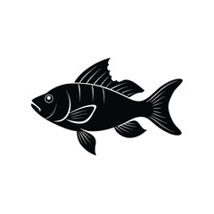 Lyretail Anthias Silhouette Vector Art Illustration and Black Color Design of Lyretail Anthias Fish