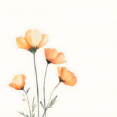 Naklejka premium Poppy vertical border, with minimal details and a simple illustration. Watercolor botanical banner for the design of invitations, cards, congratulations, announcements, sales, stationery