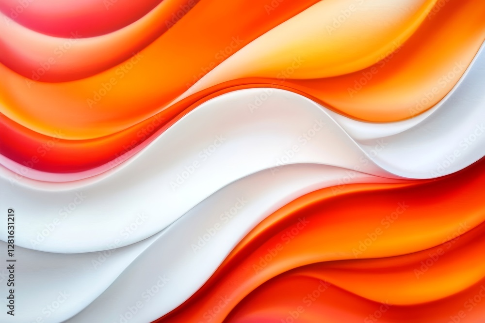 Poster abstract orange and white waves - fluid orange and white waves create a dynamic abstract background.