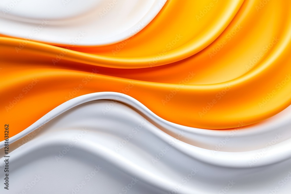 Poster abstract orange and white waves - swirling abstract of orange and white flowing fabric, creating a d