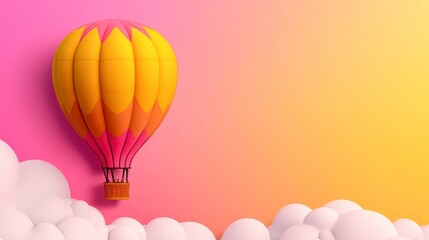 Fototapeta premium Whimsical Hot Air Balloon Floating Above Soft Clouds
