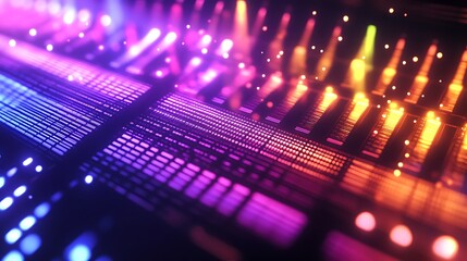 Abstract Colorful Digital Audio Mixer Interface