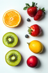 Set of Fruits on White Background