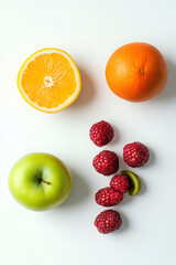 Set of Fruits on White Background