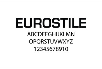 Eurostile font for logo and headline. Isolated vector typeset