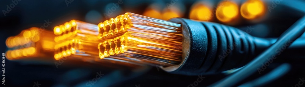 Poster efficient fiber optic cable installation process urban environment technical guide close-up view mod