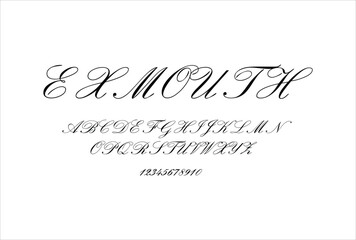 Exmouth font for logo and headline. Isolated vector typeset