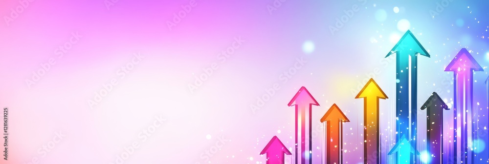 Poster colorful arrows pointing upward - abstract of colorful arrows pointing upward on a soft pastel backg