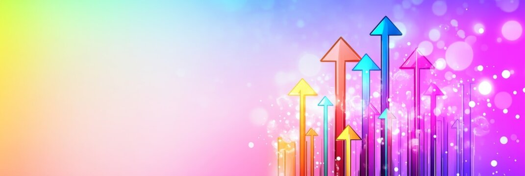 Colorful Arrows Pointing Upward - Abstract of colorful arrows rising on a vibrant background, symbolizing growth, progress, and success