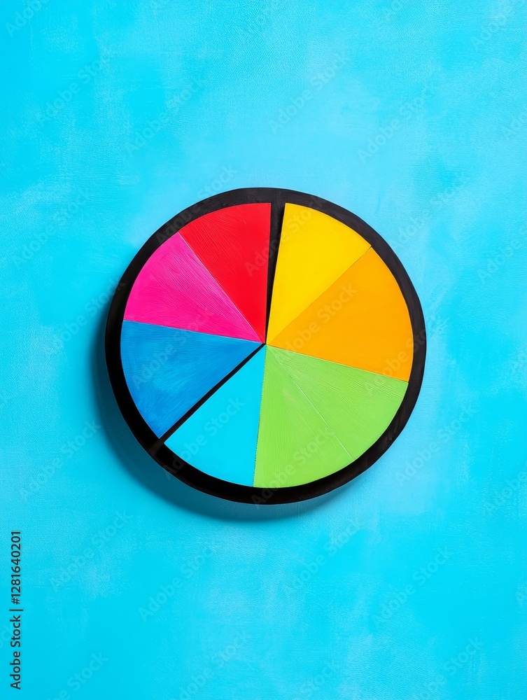 Poster colorful pie chart data visualization - a vibrant pie chart with six sections, each a different brig